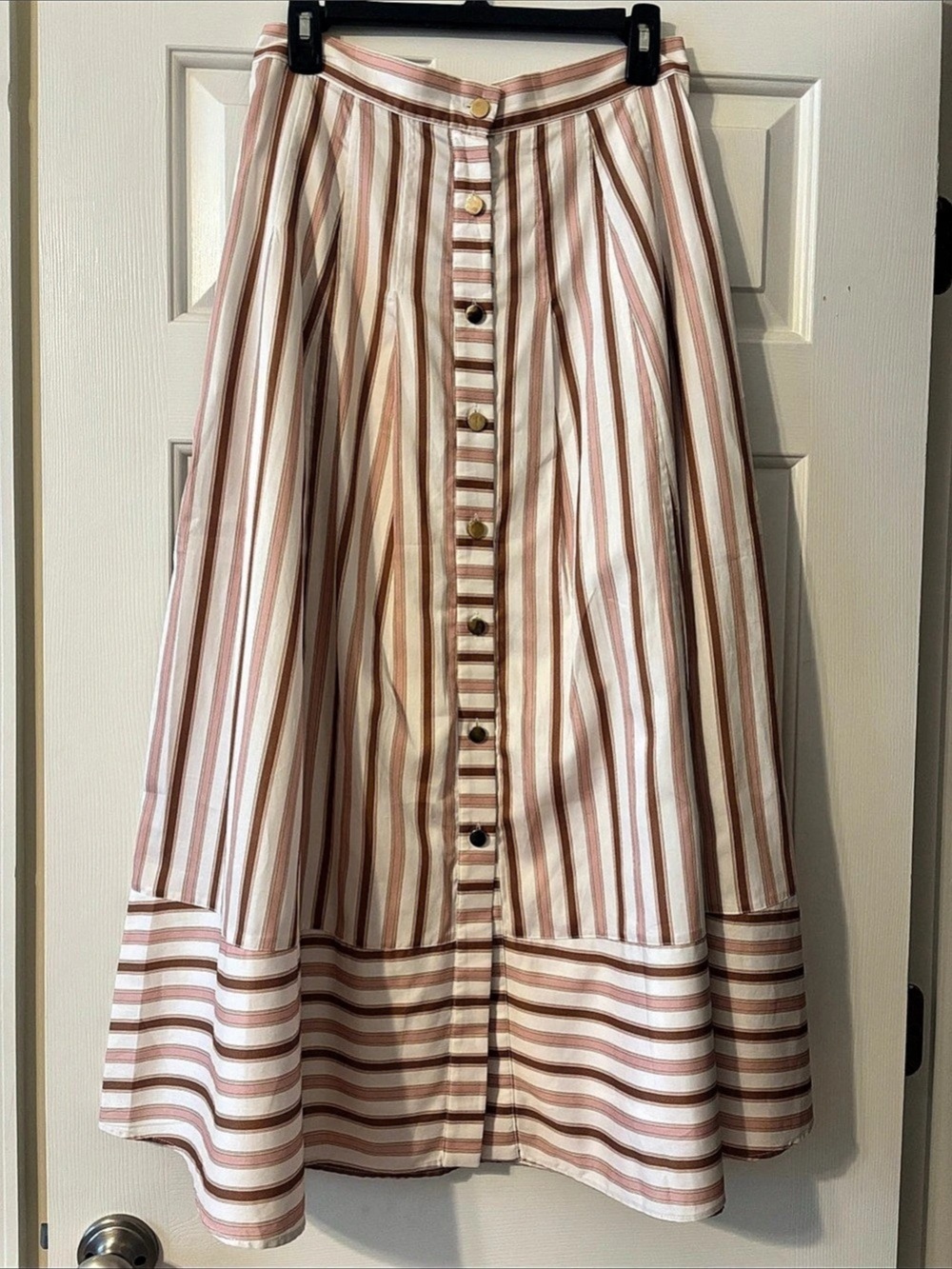 Karina Grimaldi Spencer Striped Midi Skirt Size Small